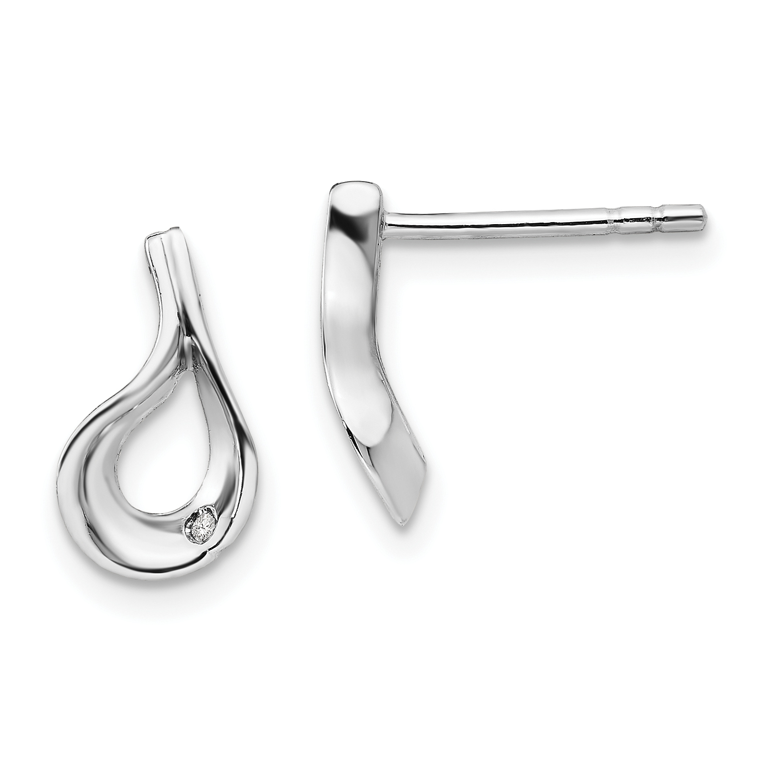925 Sterling Silver Rhodium-Plated Diamond Post Earrings